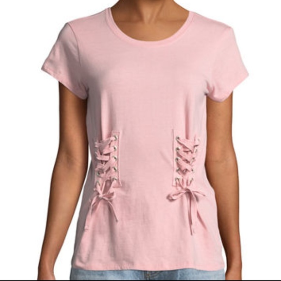 Urban Outfitters Tops - NWT Urban Outfitters Corset Lace Tee Blush NEW S M